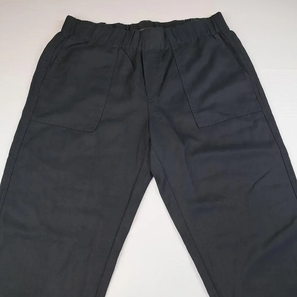 Banana Republic Pants Mens Large Black Linen Ankle Elastic Waist Pull On Relaxed